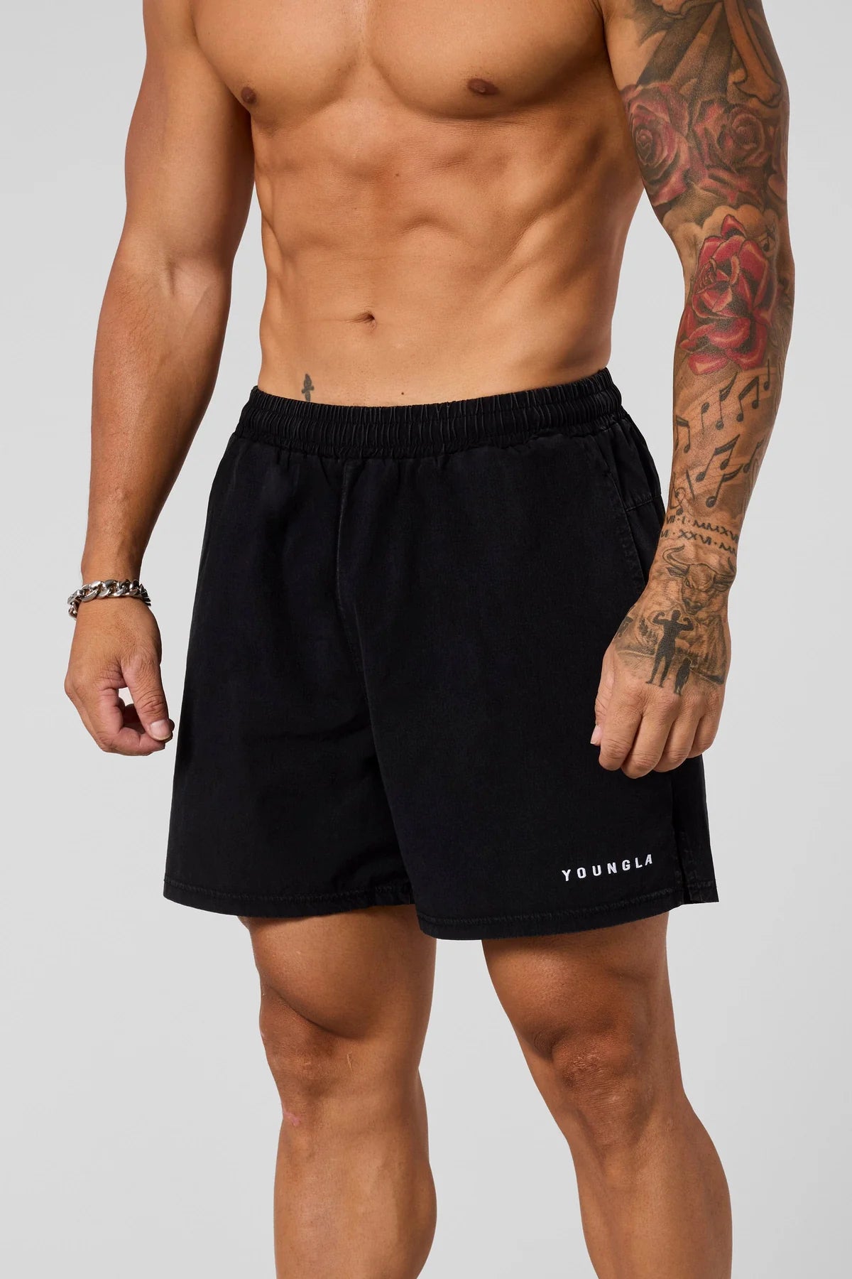 Youngla , WASHED FITNESS SHORTS