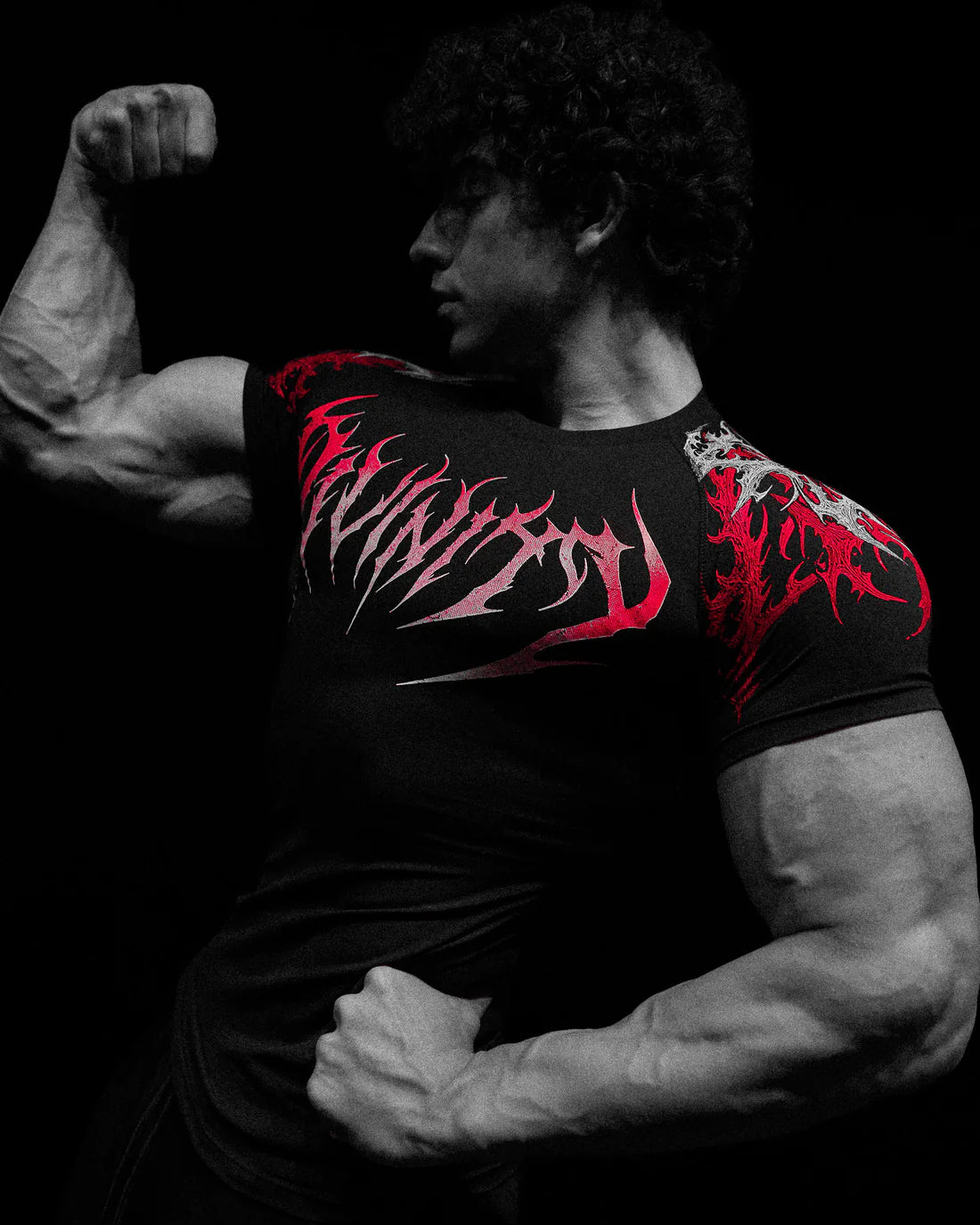 トップス Breathe divinity Red compression shirt Breathe Divinity , Infernal Compression , Shortsleeve ( Heavenly