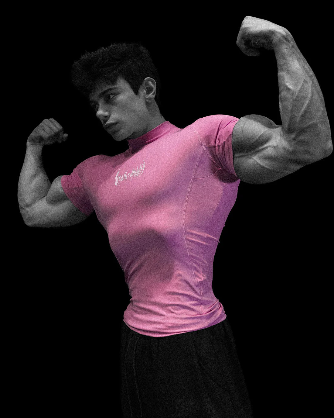Breathe Divinity , Adrenaline Mock Neck , Compression , Short Sleeve, ( Blossom Pink )