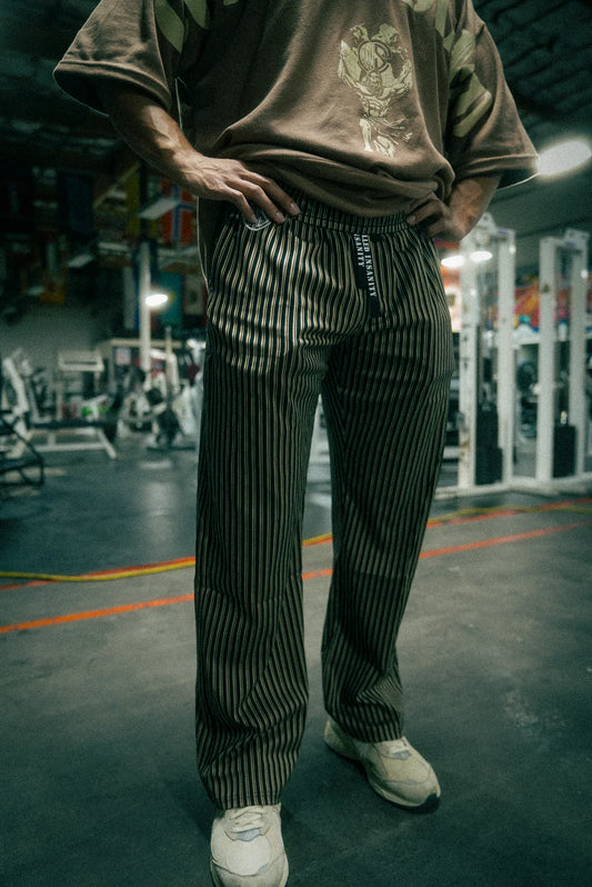 OLYPMIC GOLD PINSTRIPE SWEATPANTS