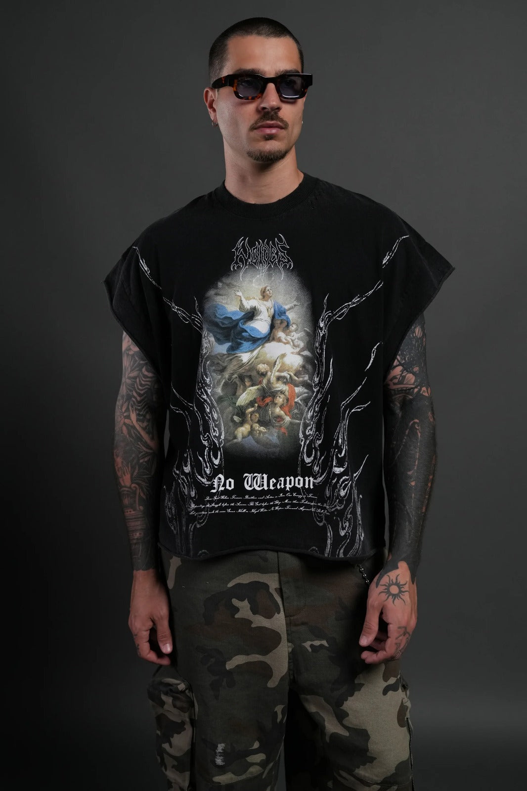 Darc Sport , RISE ABOVE DISTRESSED GRUNGE CUT-OFF TEE IN BLACK , Reserva Activa , Pronto en stock ‼️