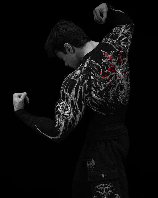 Breathe Divinity , Fallen Knight , Compression Longsleeve , Void tech , ( Heavenly Red )