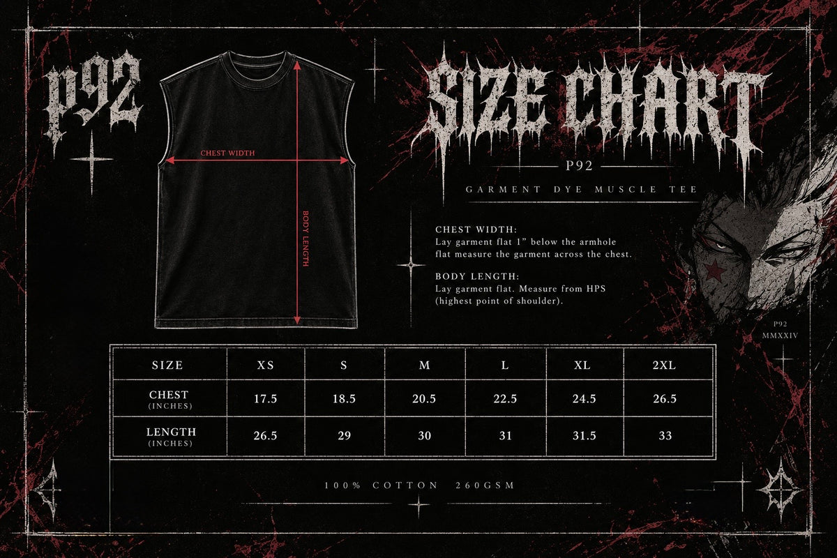 P92 ( Hisoka ) Special Edition , Garment Dye Muscle Tee , PREORDER ACTIVA ‼️