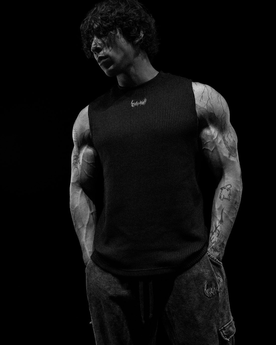 Breathe Divinity , Waffle Knit Cutoff ( Obsidian Black