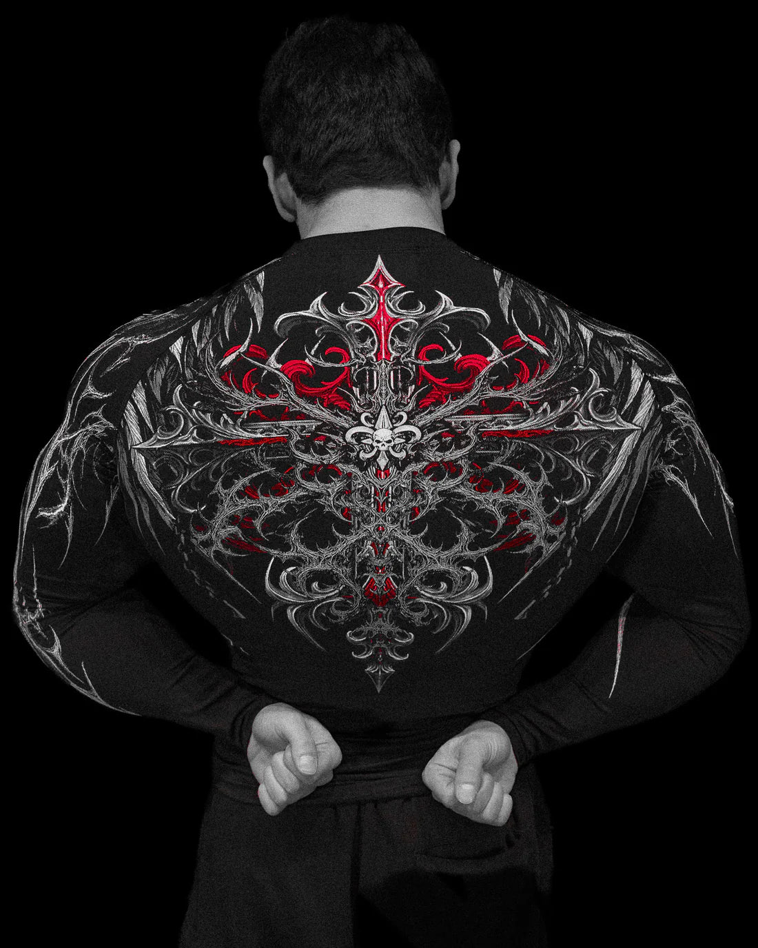 Breathe Divinity , Fallen Knight , Compression Longsleeve , Void tech , ( Heavenly Red )